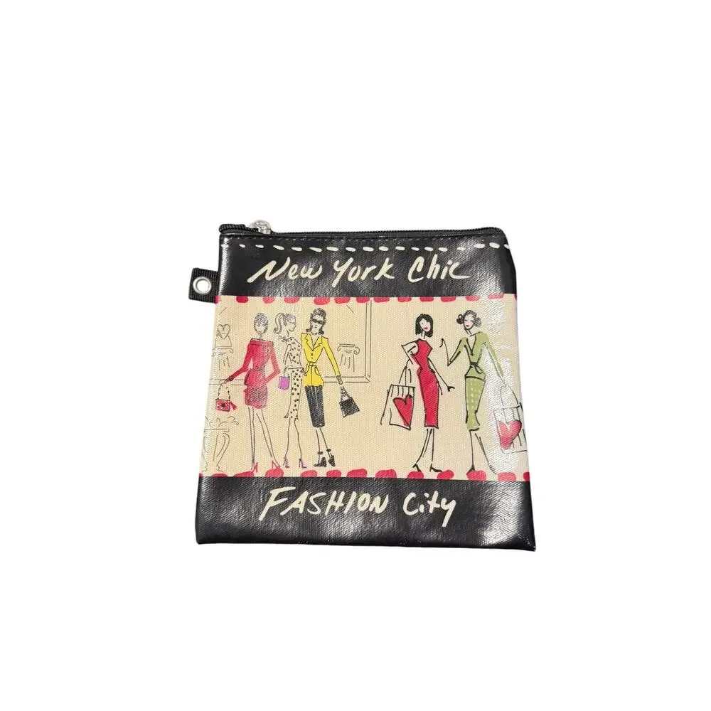 Brighton Downtown Chic Fashion City Pouch Coated Canvas Makeup Bag Silver Heart